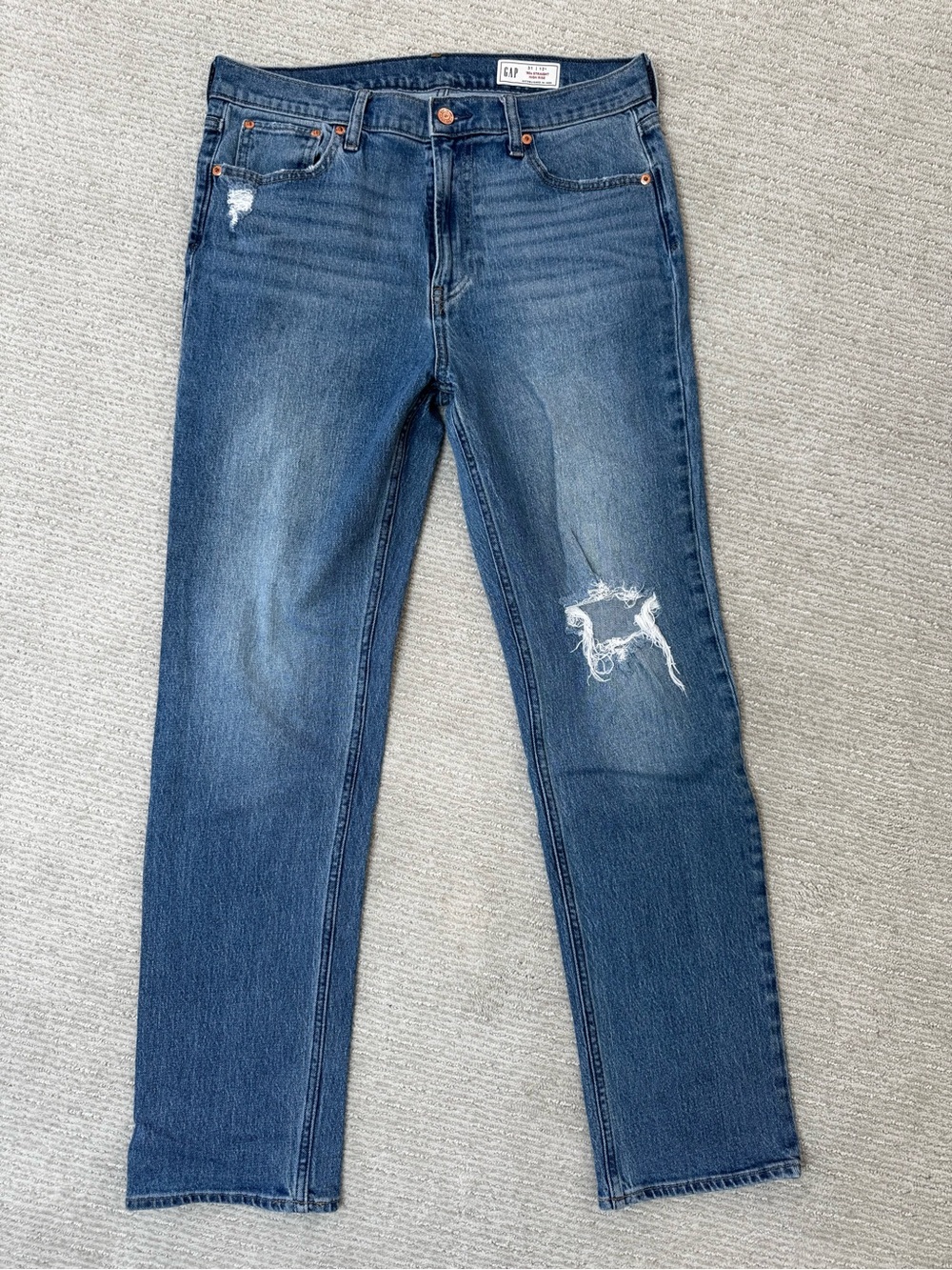 GAP 90s Straight High Rise Women's Distressed Jeans - Blue